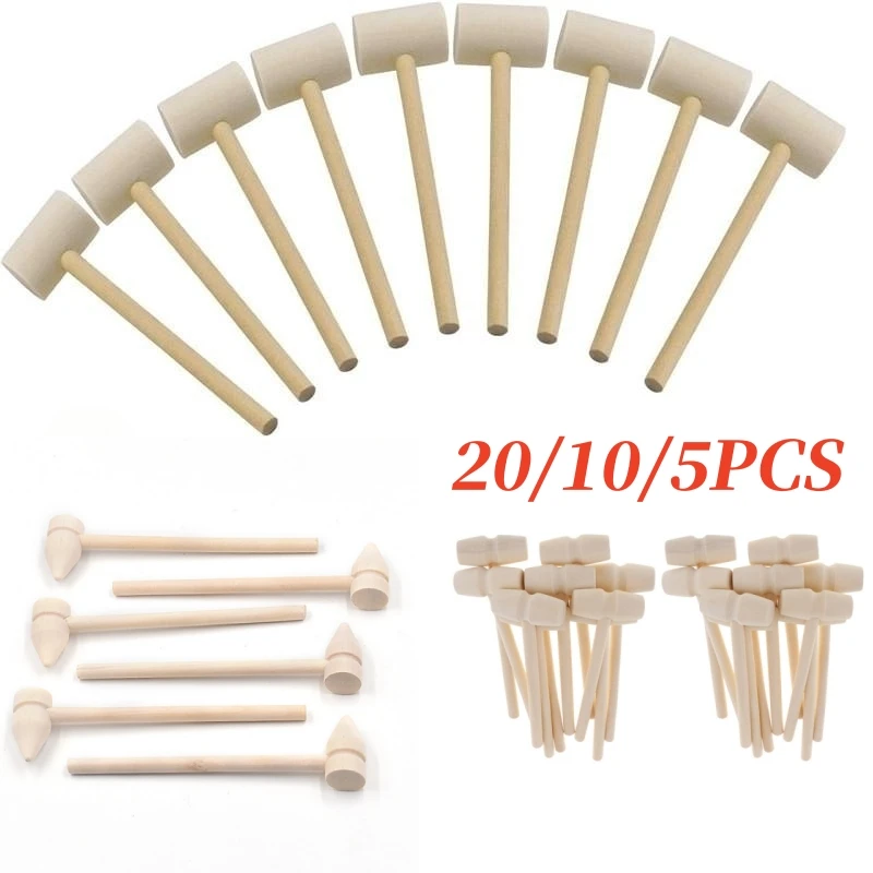 20/10/5 Pcs Mini Wooden Hammer Mallet Cake Demold Tool Jewelry Making Crab Lobster Seafood Crackers Balls Toy Kid Pounding