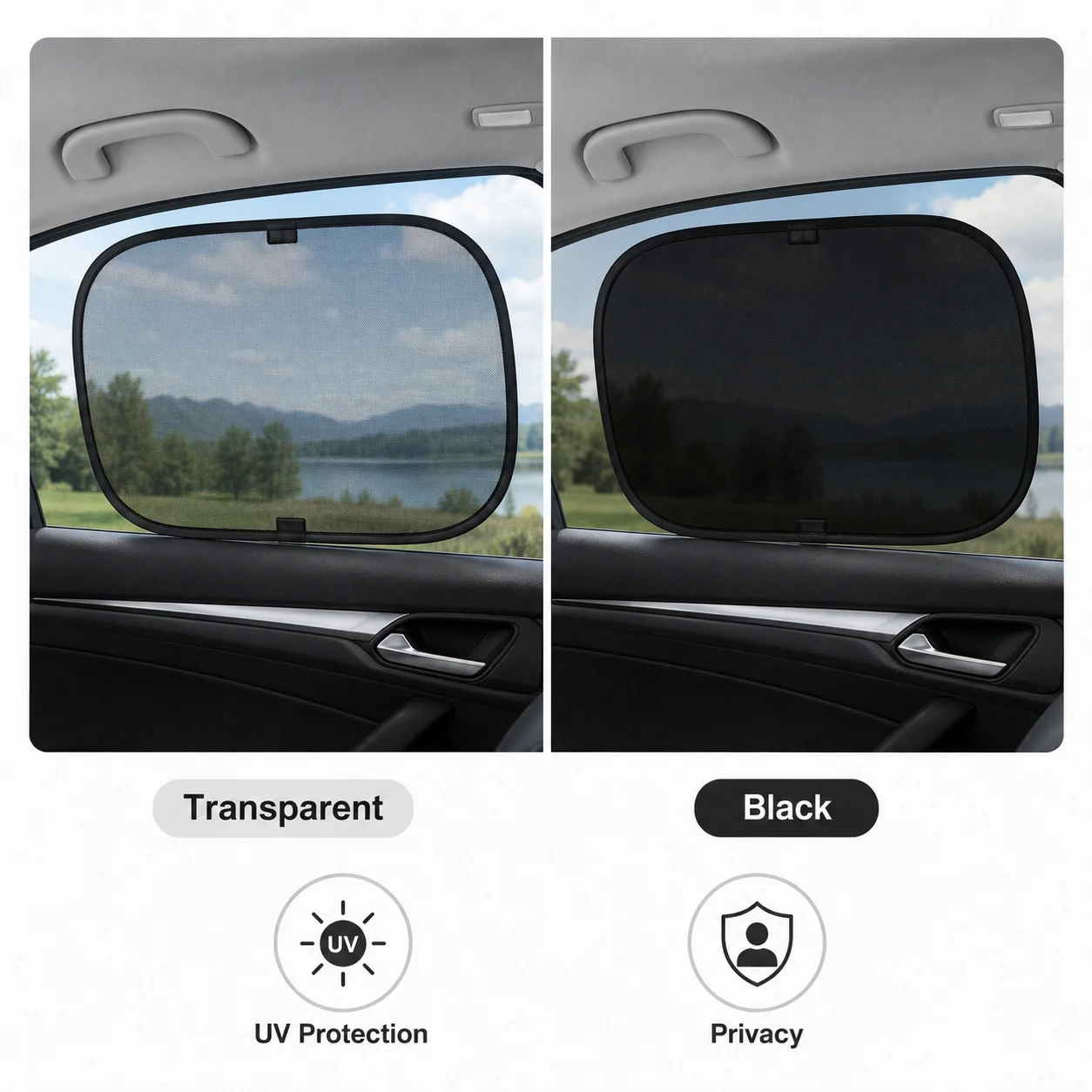 Car Side Window Sun Shade 54x36cm Static Cling Mesh UV Protection Anti-Glare Baby Kids Window Screen for Cars SUVs