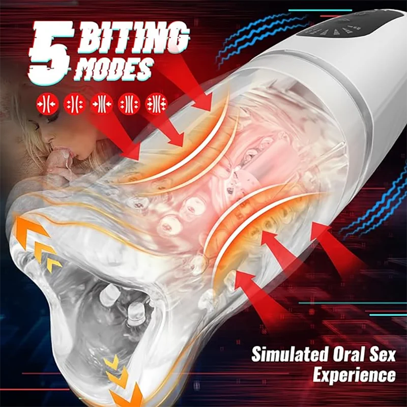 Erwachsene liefert automatischen männlichen Masturbator drei Motoren Halsstruktur beißen und Blowjob Masturbation Männer Vibration Mastubator