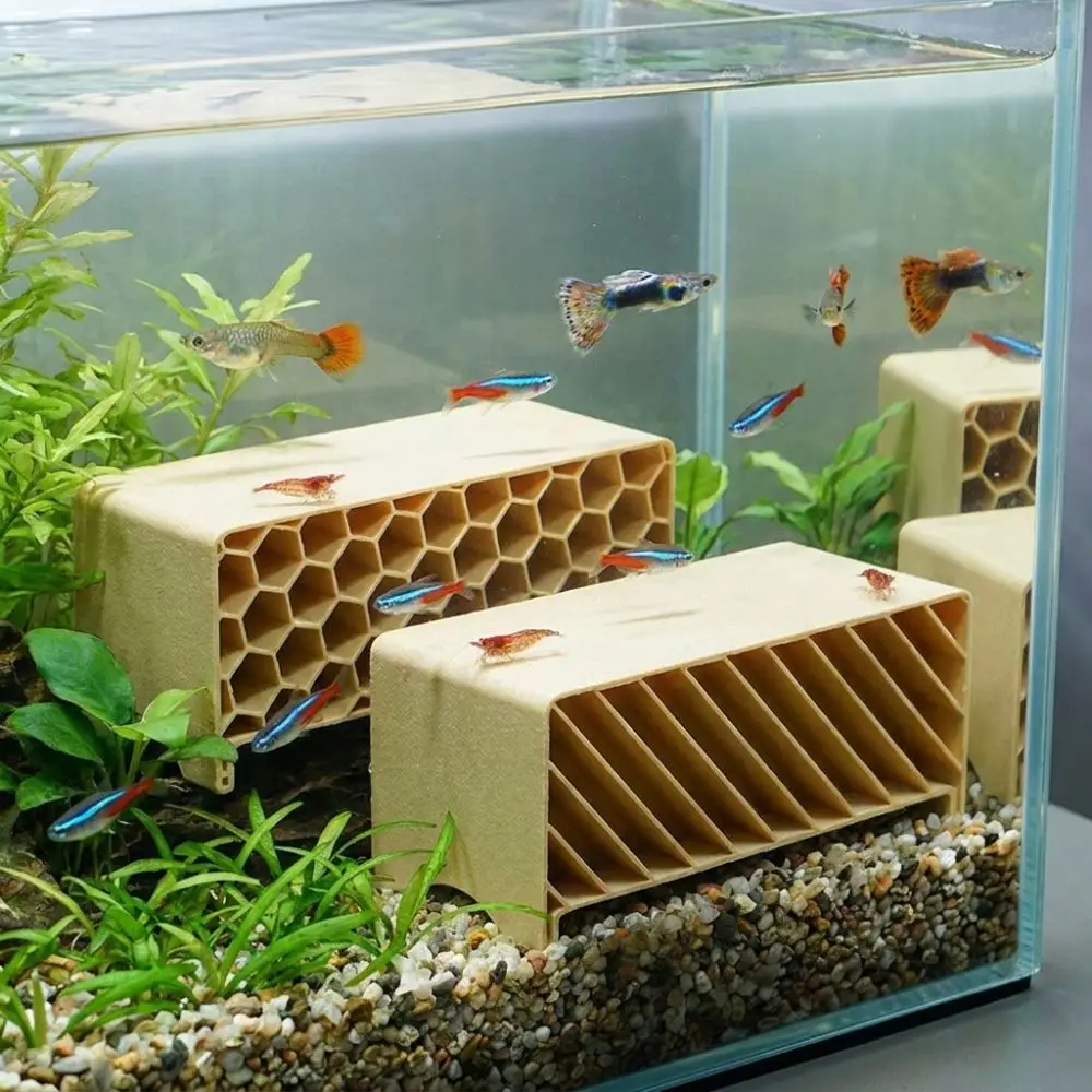 3D Printed Fish Shrimp Hideout Shelter Safe House Hollow Out Aquarium Underground Cave Plastic Grid Multi-level