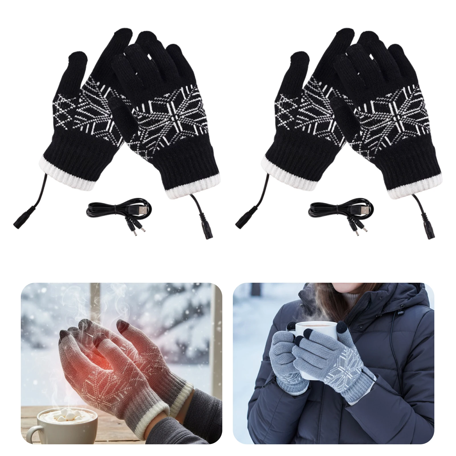 

USB Touchscreen Hand Warmer Anti-Slip Motorcycle Thermal Gloves Wear Resist Soft Heating Gloves for Outdoor Camping Hiking
