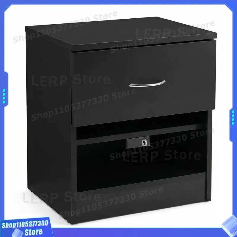Modern Wooden Bedside Table with Drawer and Locker Hidden Storage Cabinet for Bedroom Home Decoration Furniture Nightstand