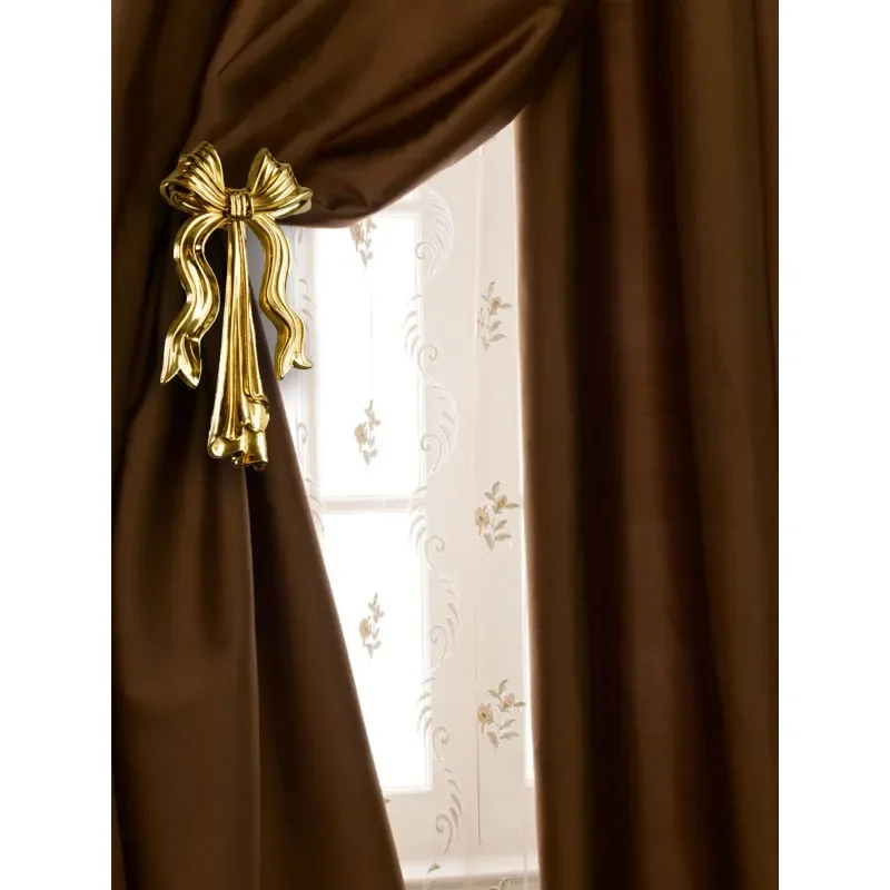 American French light luxury vintage brass wing bow curtain hook foyer gold hook creative decorative wall