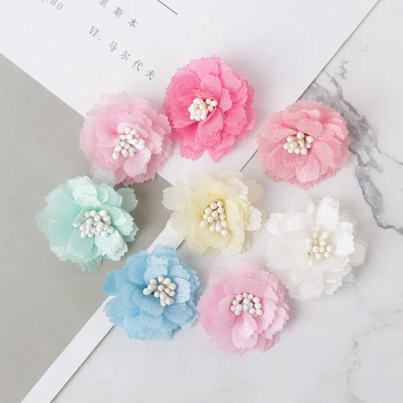 

10PCS 3CM Artificial Fabric Flower For Dress Wedding Bouquet Jewelry Accessories Brooch Production Clothing Making