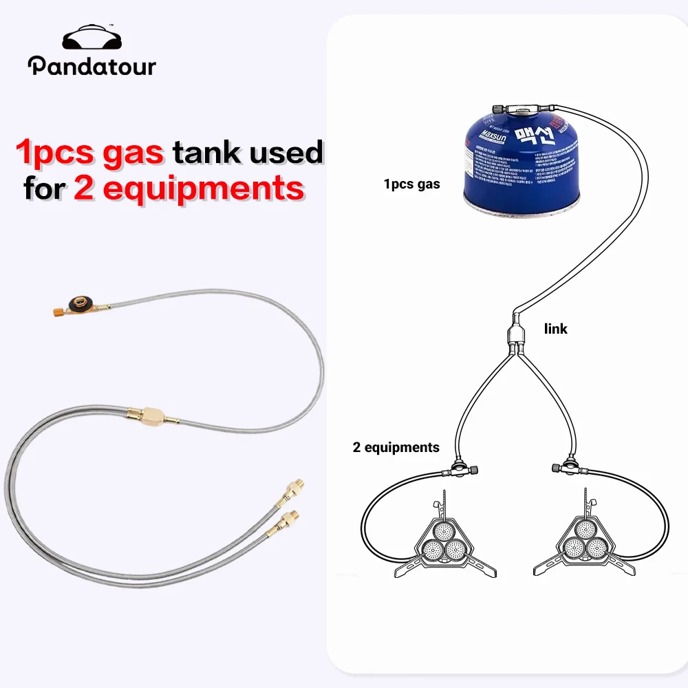 Pandatour Camping tanque de Gas plano largo adaptador de conexión de horno al aire libre convertidor de válvula de inflado adaptador de tanque de Gas de uno a dos