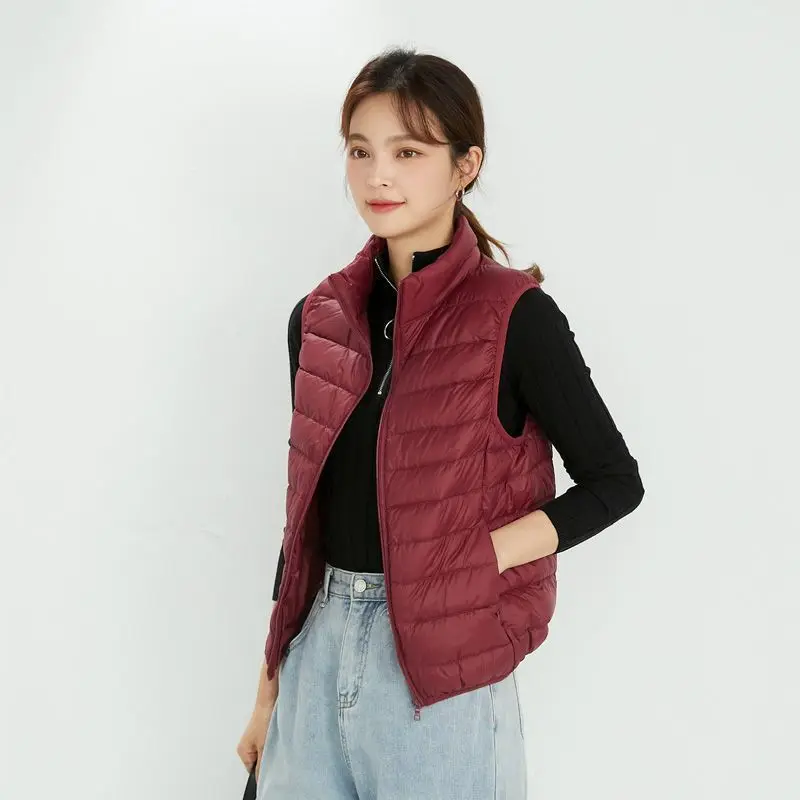 2026 White Duck Down Jacket Women Vest Autumn Winter Sleeveless Waistcoat Warm Lightweight Puffer Jacket Female Tops Outwear