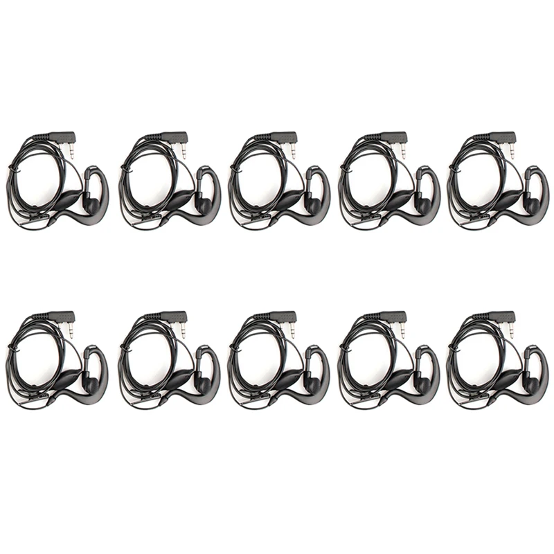 10pcs 2Pin PTT Earpiece Walkie Talkie Headset For KENWOOD BAOFENG UV-5R BF-888S RETEVIS H777 RT7 For QUANSHENG for PUXING TYT