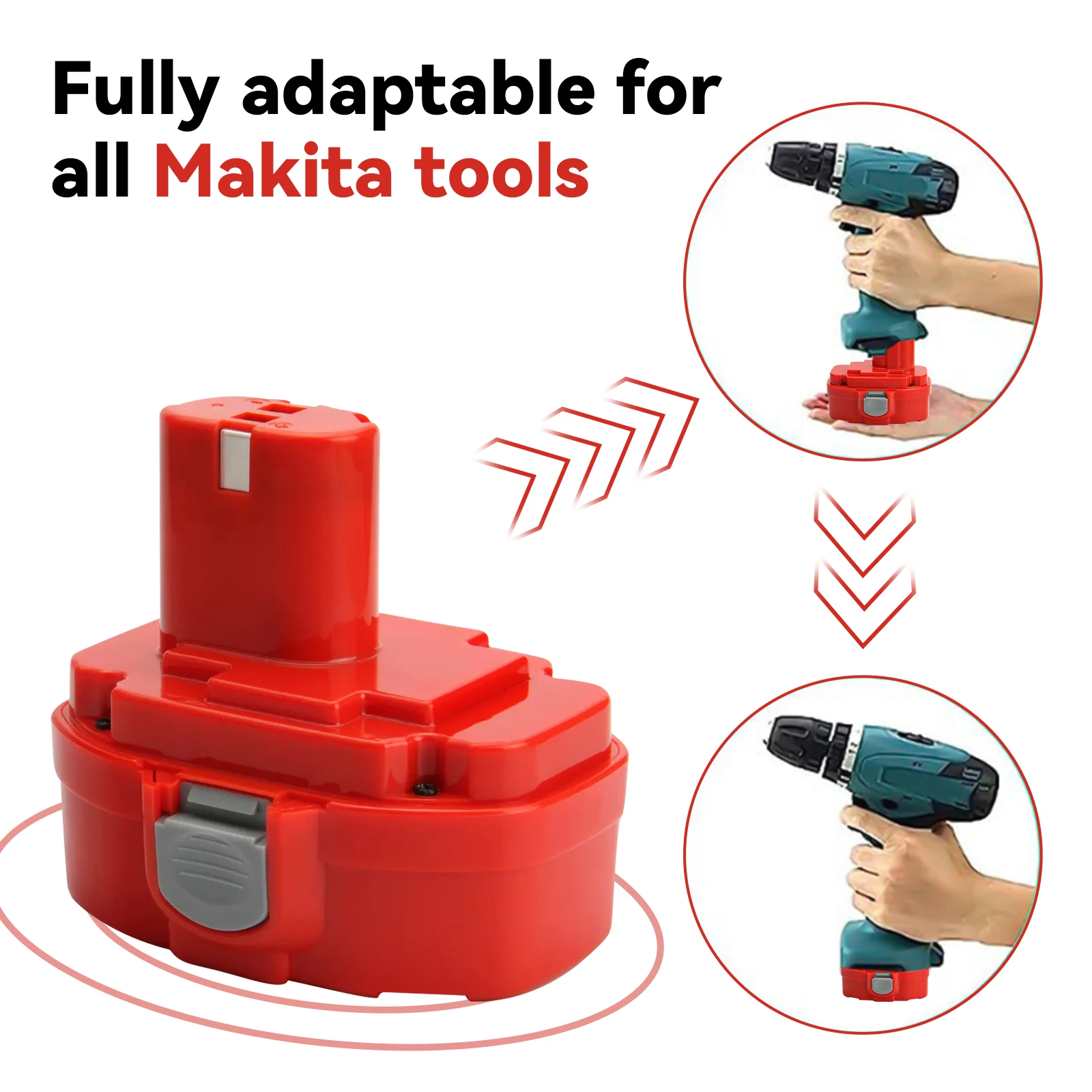 Akumulator do narzędzi Makita PA18 Ni-MH 18V 4000mAh, kompatybilny z modelami PA18, 1822, 1823, 1834, 1835, 192827-3, 192829-9, 193159-1, 193140-2. — zdjęcie produktu 4