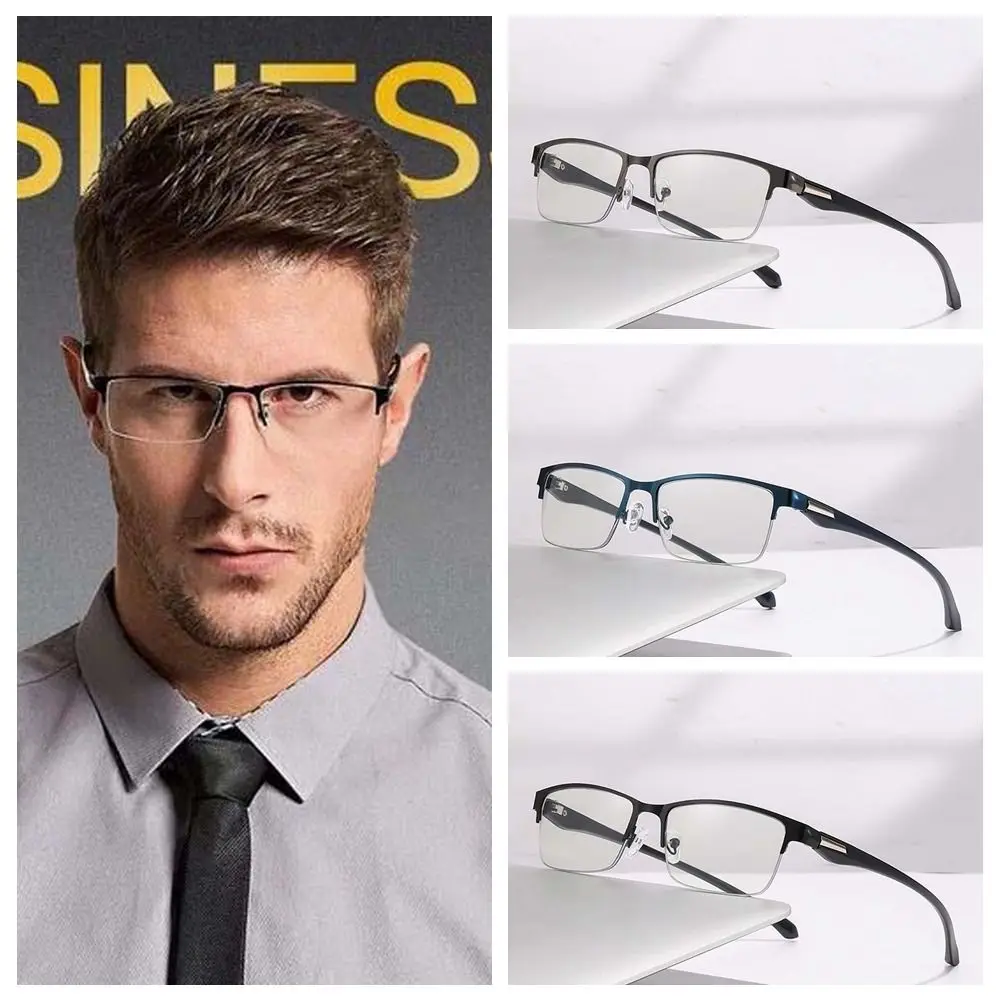 

Office Transparent Anti Blu-ray Glasses Alloy PC Photochromic Sunglasses Decorative Plastic Half-frame Business Glasses Outdoor