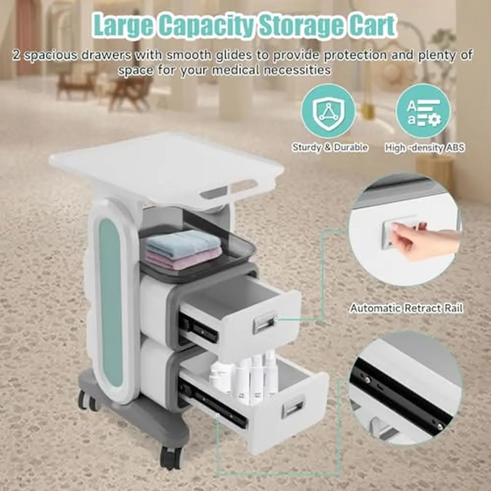 Carrello medico professionale Carrello Cassetti Deposito bellezza Materiale ABS Capacità 132 libbre Carrello mobile Ruote silenziose Medico