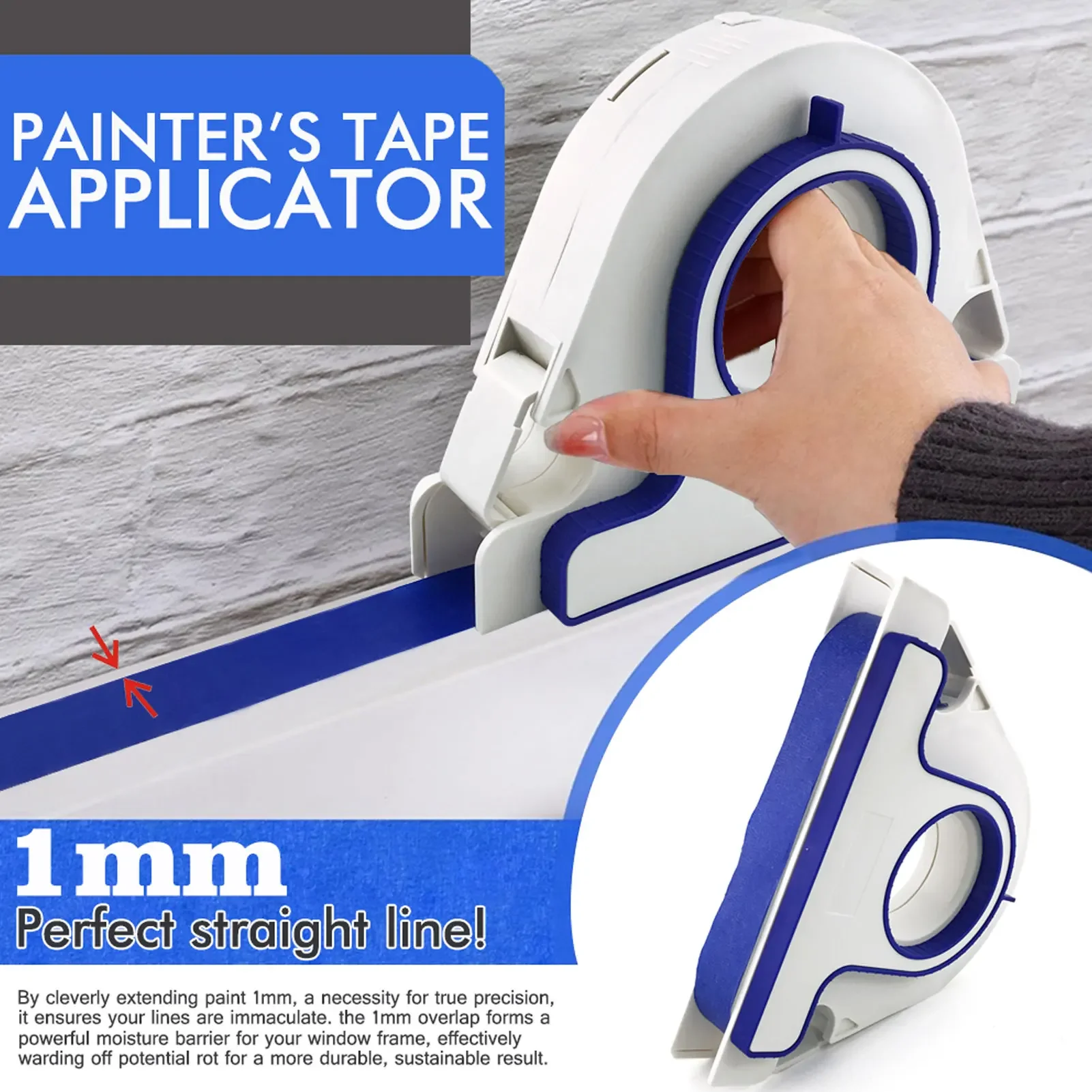 

Masking Tape Applicator and 25mm Wide Red Sticker Covering Paint Tape Dispenser with Cutter for Trim Window Frame