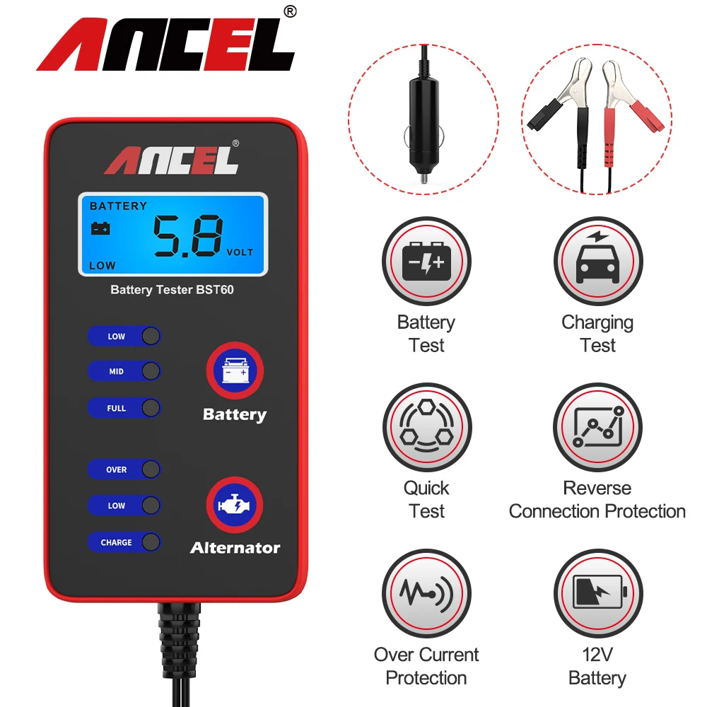 ANCEL BST60 Car Battery Tester 12V Battery System Detect Auto Battery Analyzer Car Battery Tool PK KW208 