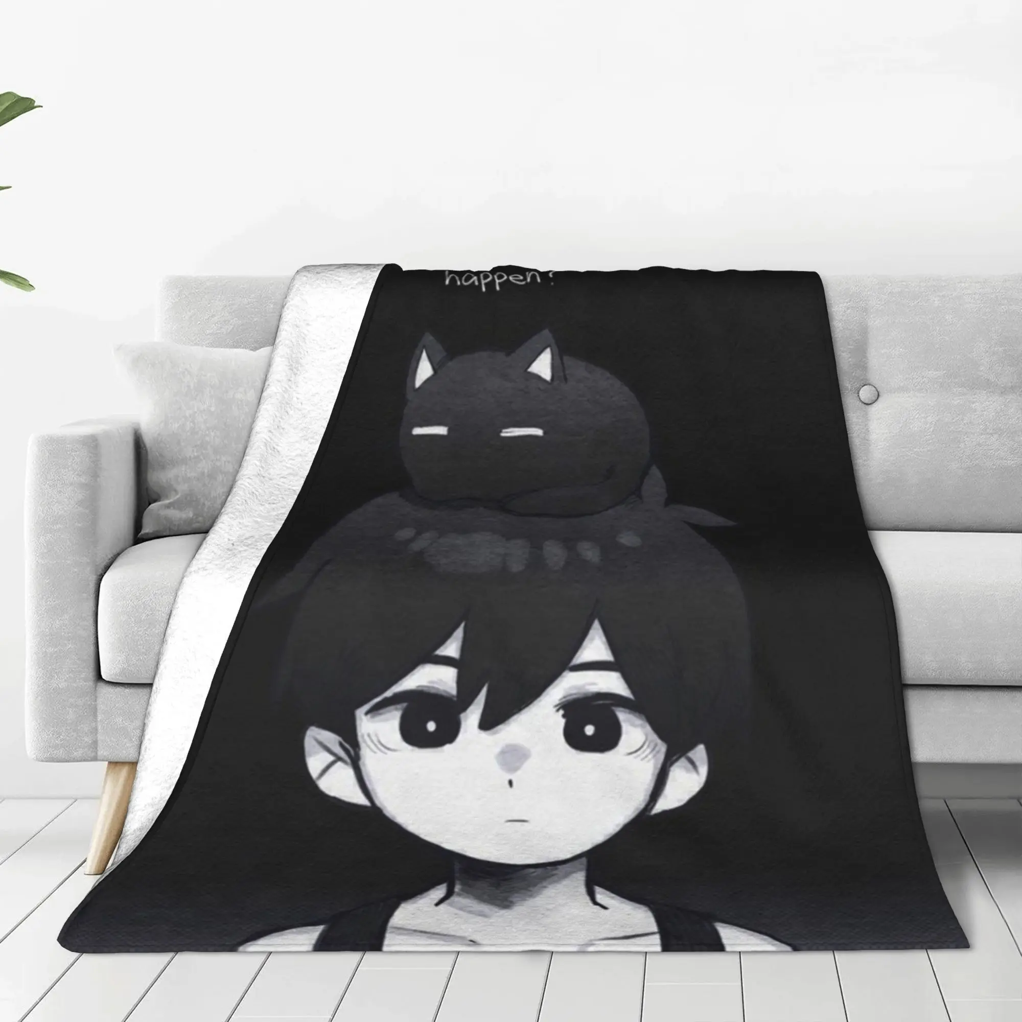 Omori Basil Anime Game Blankets الفانيلا مضحك تنفس رمي بطانية لغطاء ربيع الخريف، #2