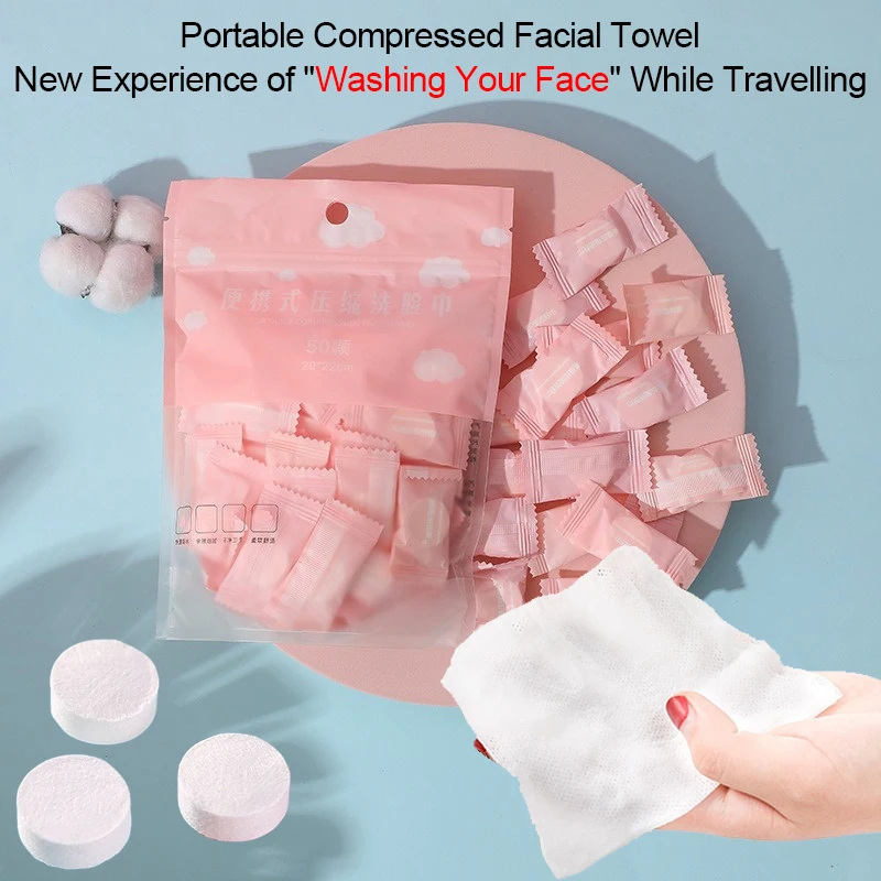20/50PC Mini Compressed Travel Towels Disposable Cotton Towel Portable Disposable Face Towels for Travel Makeup Cleaning YCXMJ01
