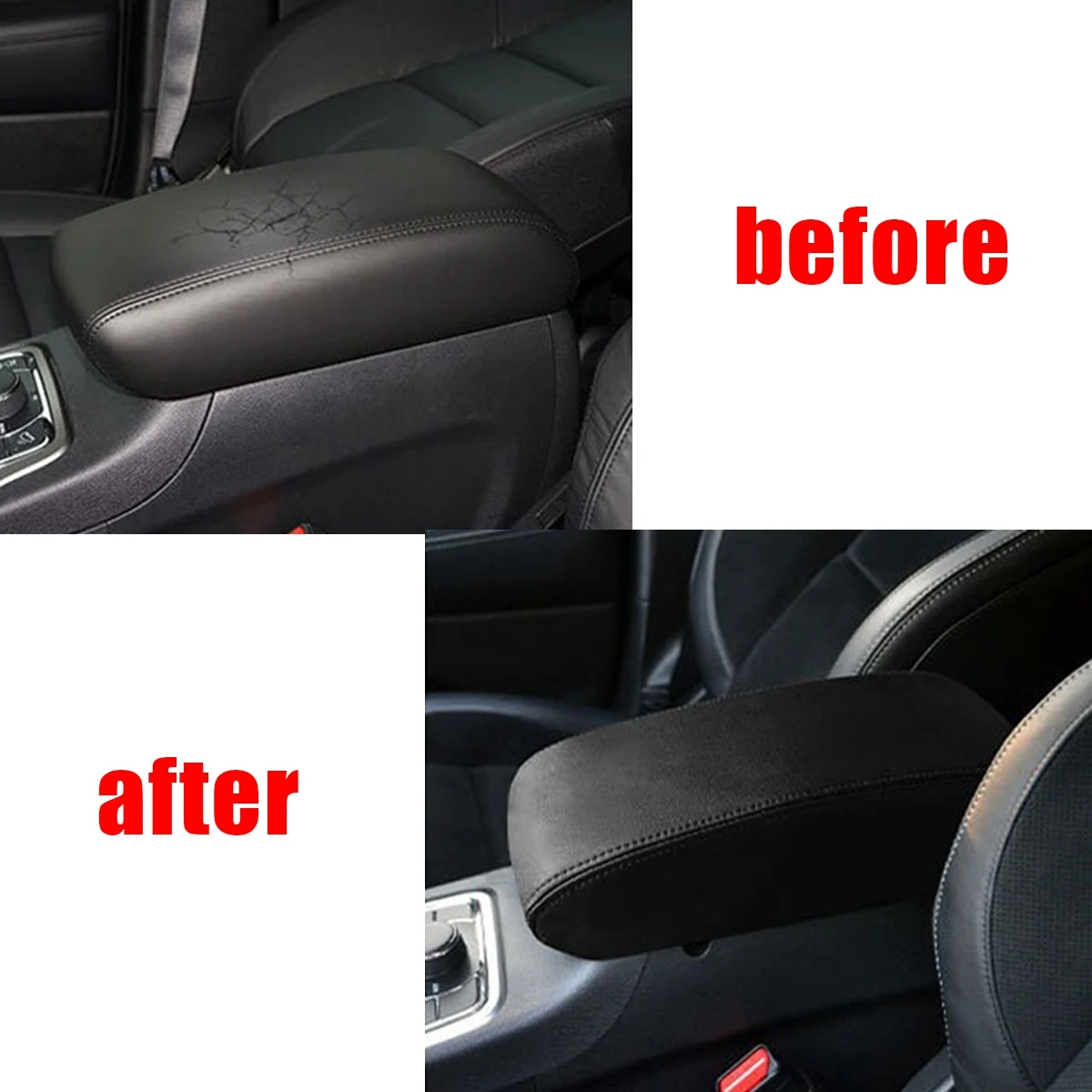 Voor Jeep Grand Cherokee 2011- 2021 Auto Microfiber Lederen Console Armsteun Paneelhoes Beschermende Bekleding Beige