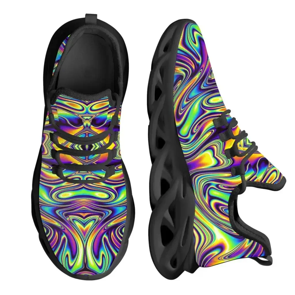 

Fashion Trippy Colorful Mesh Breathable Outdoor Shoes Comfortable Casual Shoes Spring Running Shoes Soft Flat Custom Made