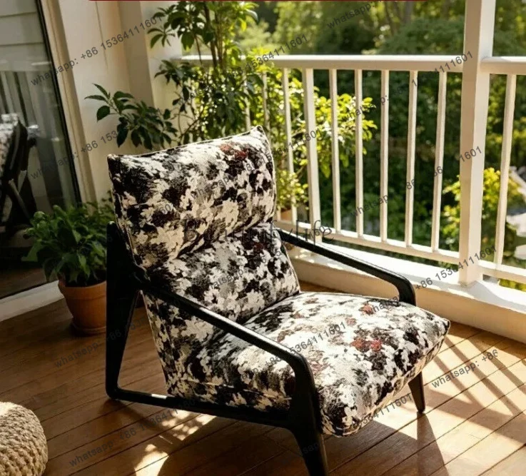 PG Nordic medieval single sofa balcony living room solid wood leisure valley chair lazy sofa chair