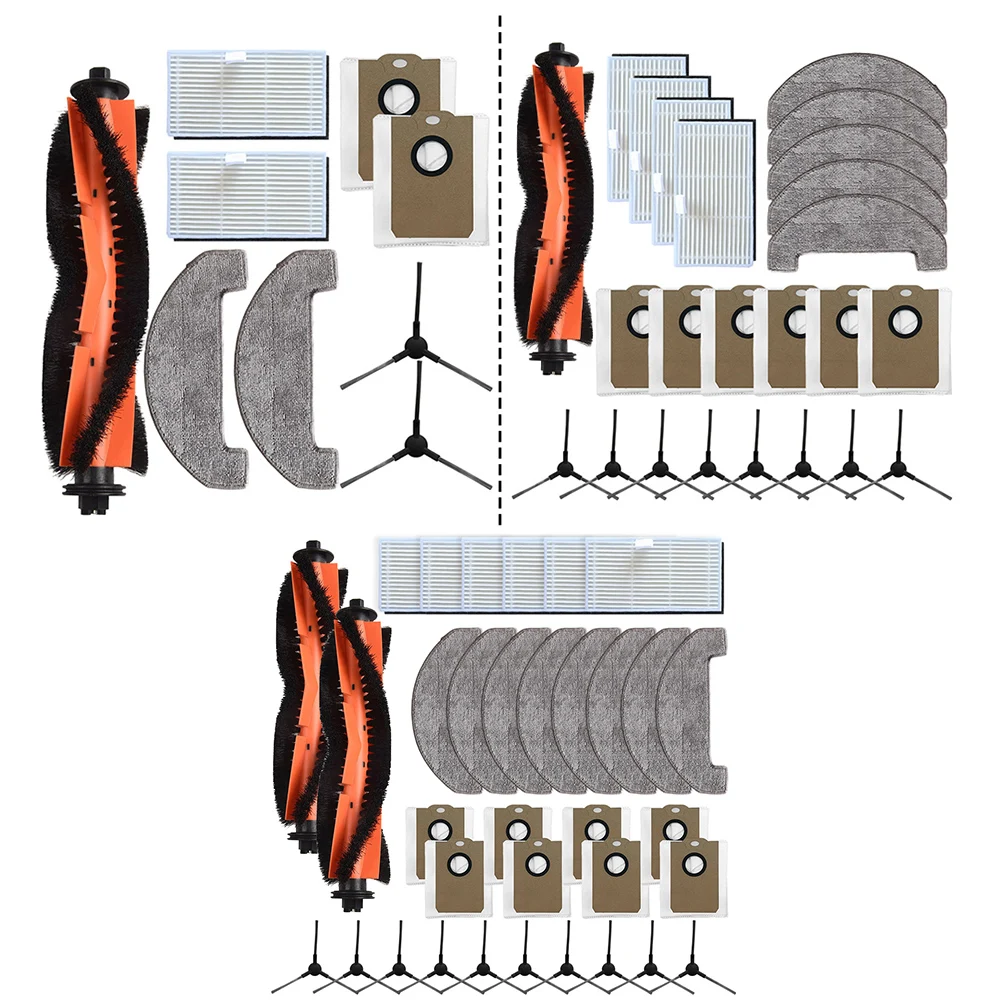 

For For MONSGA MS1 MAX 6PCS Dust Bags + 8PCS Side Brushes Replacement Filters Mop Pads Main Brush Vacuum Cleaner Parts