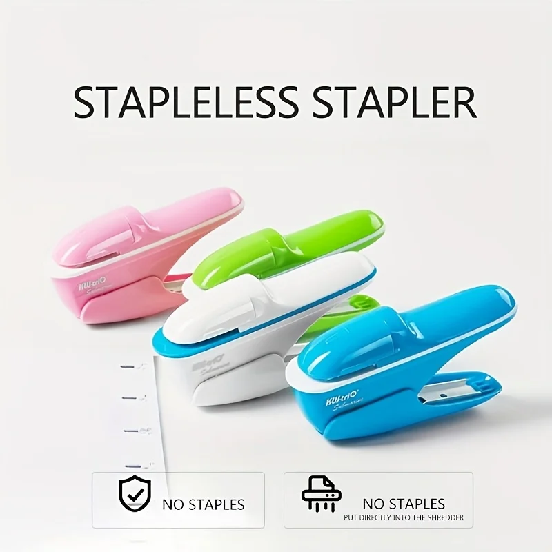 Hand-held Mini Safe Stapler without Staples Staple Free Stapleless 7 Sheets Capacity for Paper Binding Business School Office