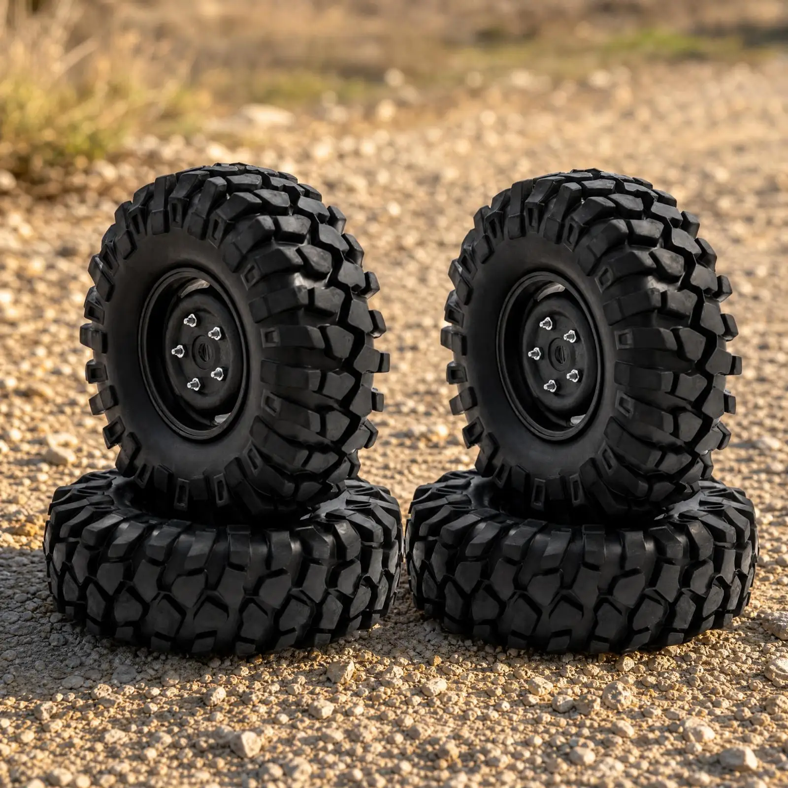 RC Crawler Wheel Assembly 1:10 Scale Miniature Crawler Tire High Traction Wheel and Tire Assembly for Trail Driving