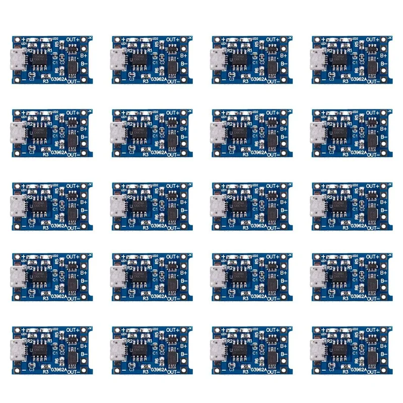 20PCS 18650 Lithium Battery Protection Board TP4056 Charging Board Overcharge And Overdischarge Protection