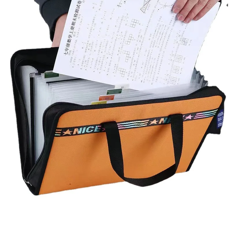 Accordion File Organizer 13 Pockets Expanding File Folder With Handles Canvas Portable A4 Document Filing Box Desktop Organizer