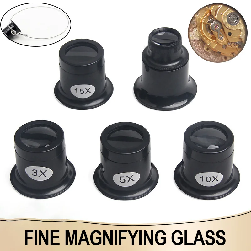 3X 5X 10X 15X 20X Monocular Eye Magnifier Loupe Jeweler Watch Repair Magnifier Portable Magnifying Glass Lens Watchmaker Tools