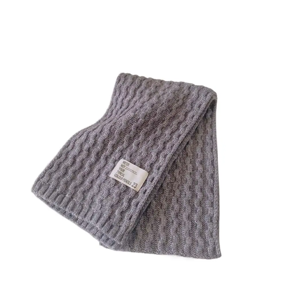 

Boy Winter Knitting Outdoor Children Scarf Neck Warmers Solid Labelled Scarf Scarves