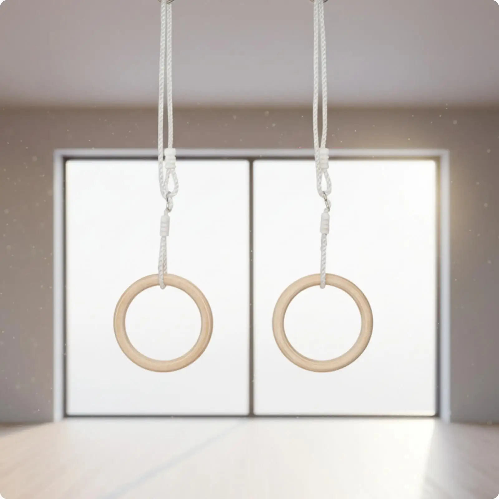 Adjustable Children Gymnastic Swing Birch Rings Gymnastics Accessories for Home Fitness Workouts