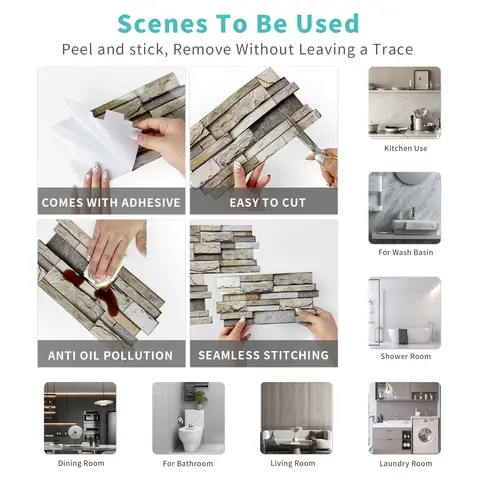 मोटी छीलने और चिपकाने वाली रसोई बैकस्प्लैश टाइल, रसोई बाथरूम बैकस्प्लैश के लिए संगमरमर डिज़ाइन वाली स्वयं चिपकने वाली दीवार टाइलें 8 best sales रसोई के लिए बैक स्प्लैश - №5