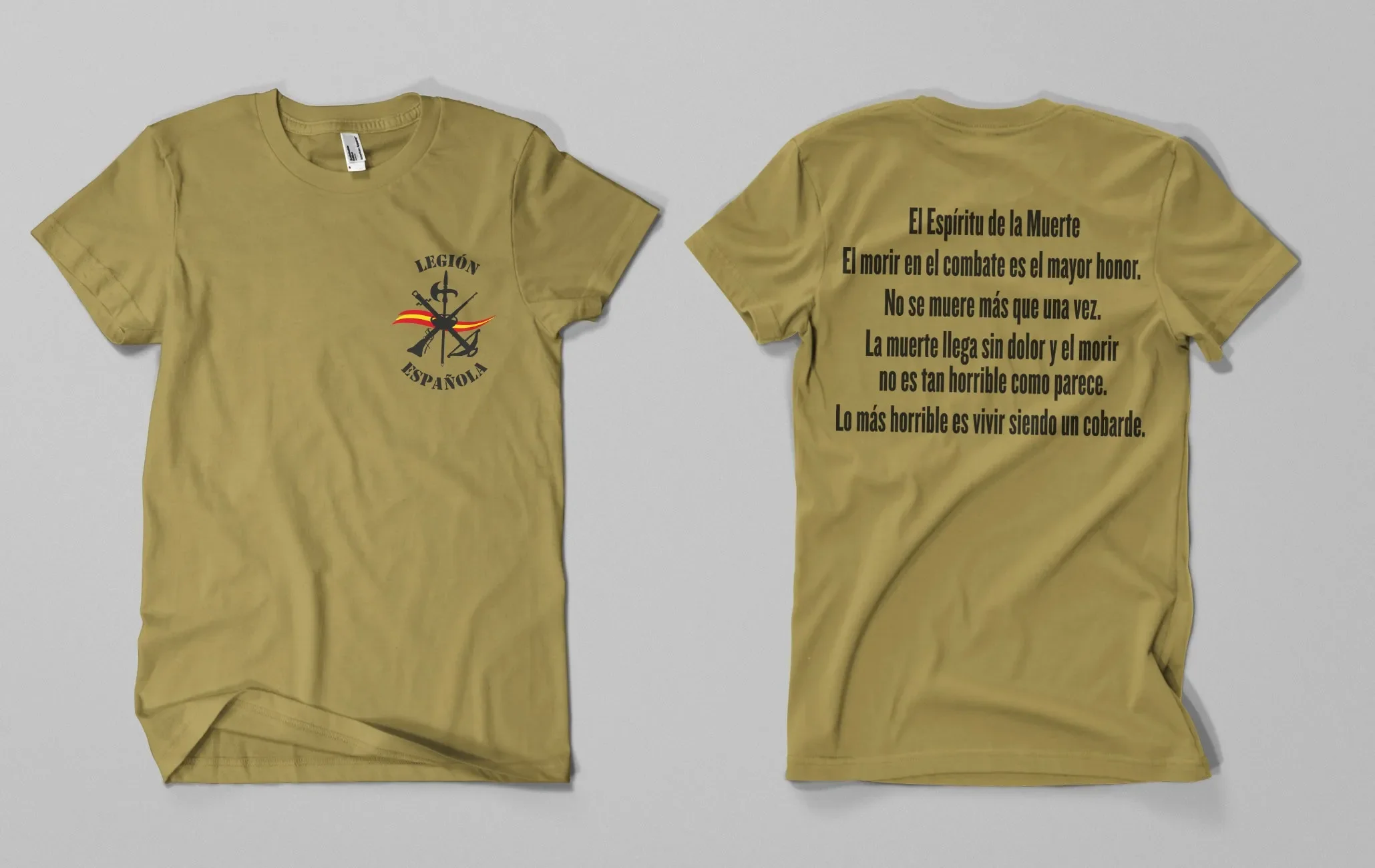 Cheavyweight Espiritu De La Muerte Spanish Legion T-Shirt 100% Cotton O-Neck Summer Short Sleeve Casual Mens T-shirt Size S-5XL
