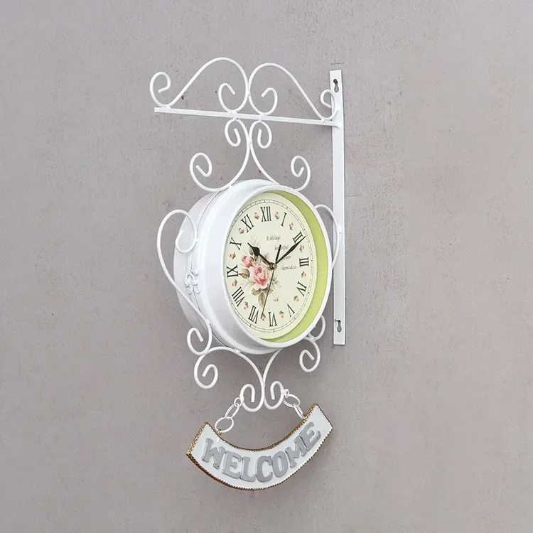 

European pastoral Roman double-sided wall clock creative fashion quiet living room wall clock courtyard wall clock ZP7091520