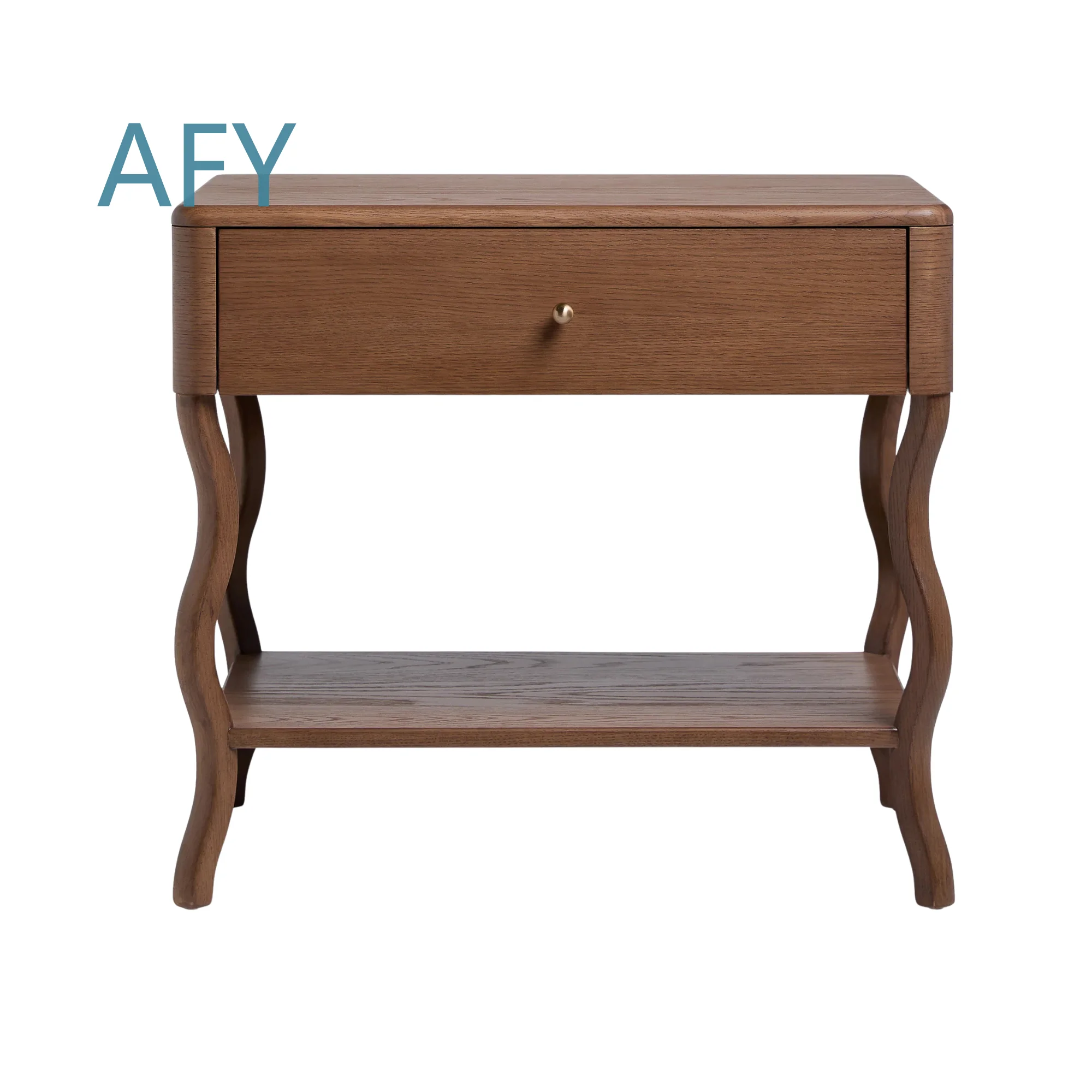 Elegant Wooden Nightstand with Drawer and Lower Shelf for Bedroom Furniture for Bedside Table for Modern Farmhouse Decor for