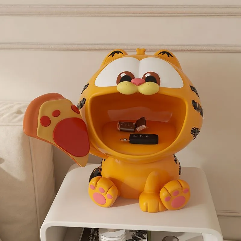 

Kawaii Garfielded Cat Large Statue Big Mouth Storage Sculpture Porch Desktop Ornaments Keys Lipstick Storage Jar Home Decor