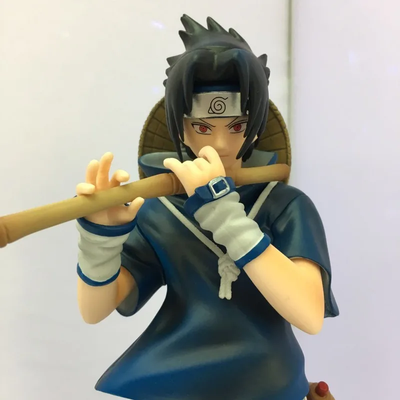 Anime NARUTO Piping Uchiha Sasuke Flute Sharingan Statue Standing Posture PVC Action Figure Collectible Model Toy Boxed