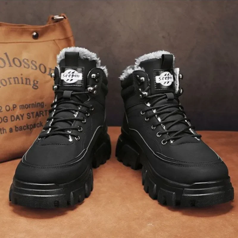 Warm Cold Proof Snow Boots for Men Outdoor Hiking High Top Winter Shoes Man Anti Slip Offer Sale Original Deals Waterproof Fur
