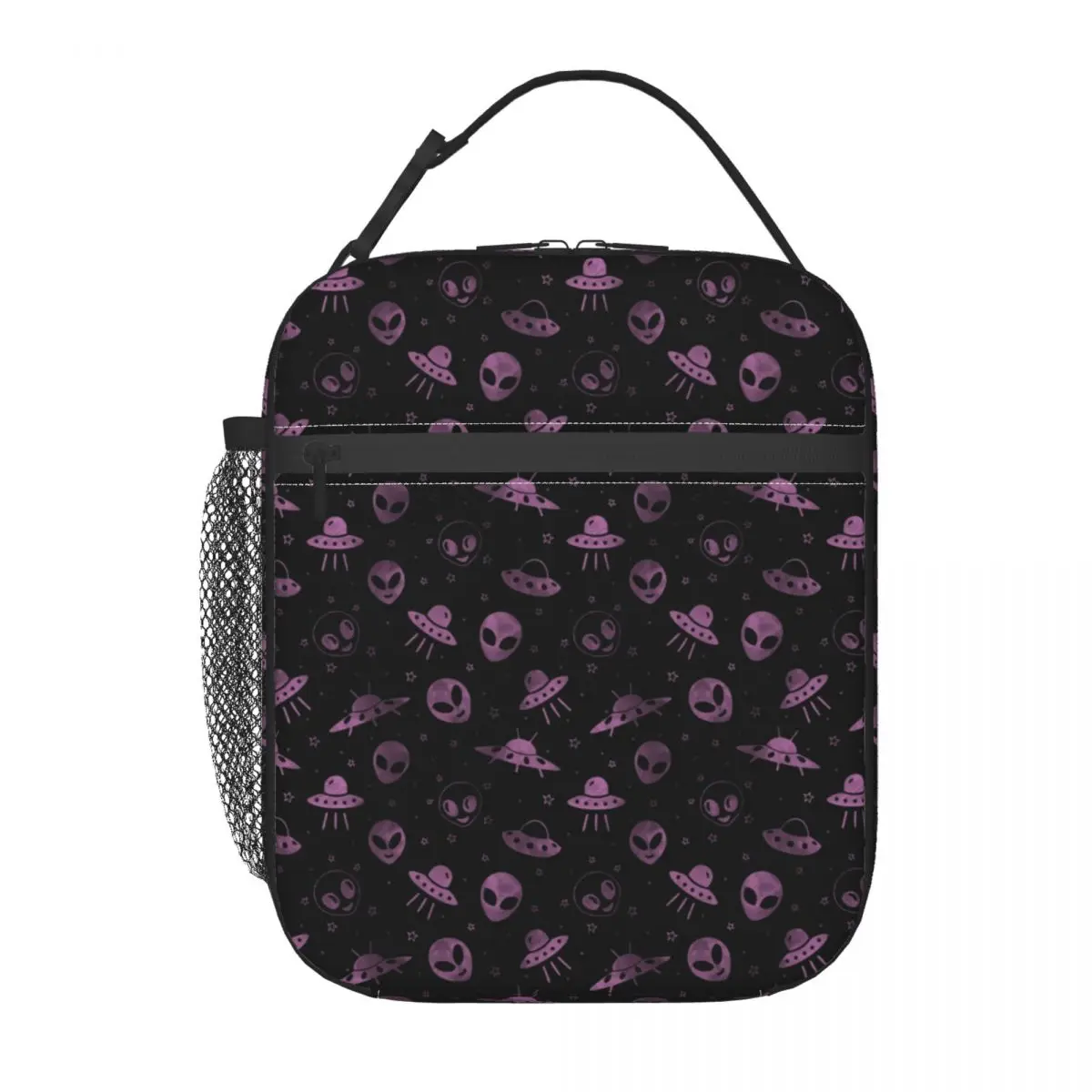 Aliens Space Star And UFOs Pattern Insulated Lunch Tote Bag for Women Portable Cooler Thermal Food Lunch Box School