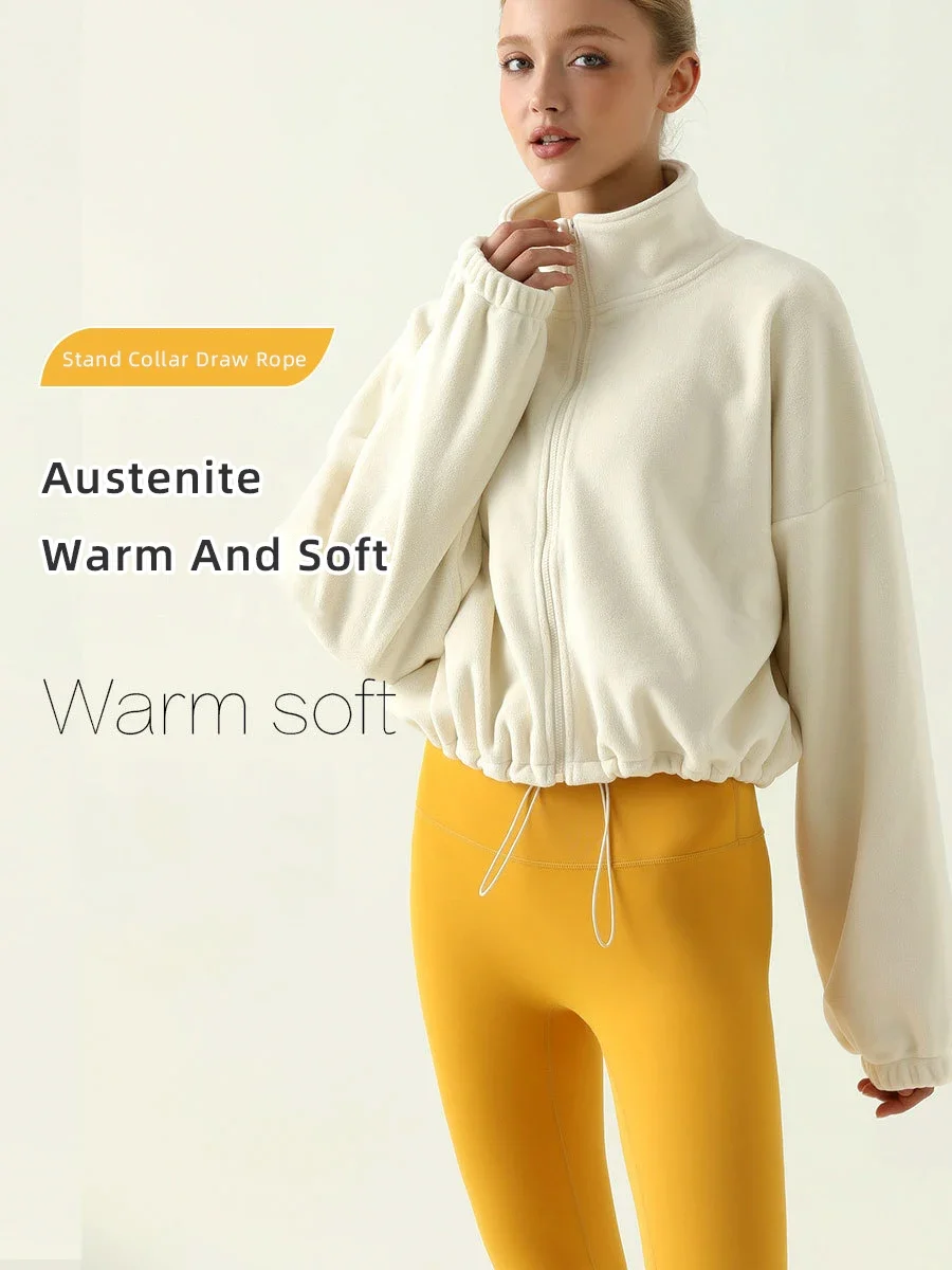 

Autumn and winter Long Sleeve Sports Jacket Loose and Comfortable Warm Gym Top Activewear Running Coats Workout Clothes