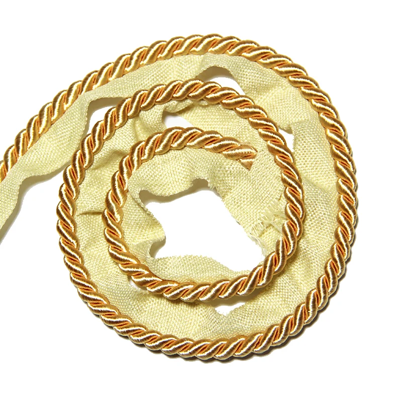 5M Braided Macrame Cord Trim Band Home Decoration Trim Sewing Lace Piping Curved Pillow Wing Gold Rope Clothing Accessories