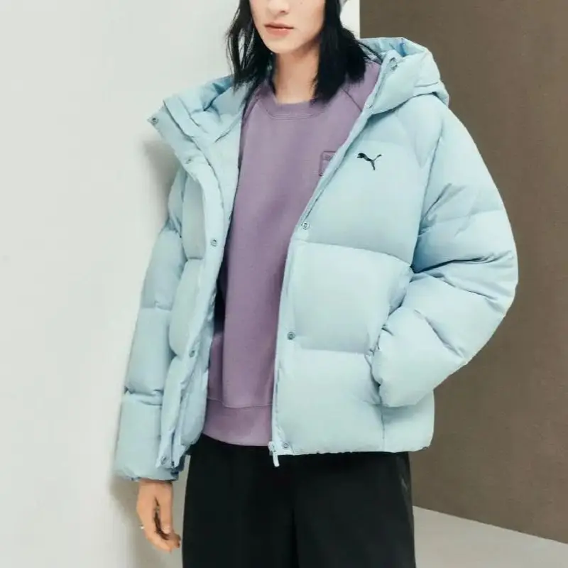 

Пуховик Puma с капюшоном, женский пуховик, короткое пальто на утином пуху, теплая куртка с капюшоном 691045-47