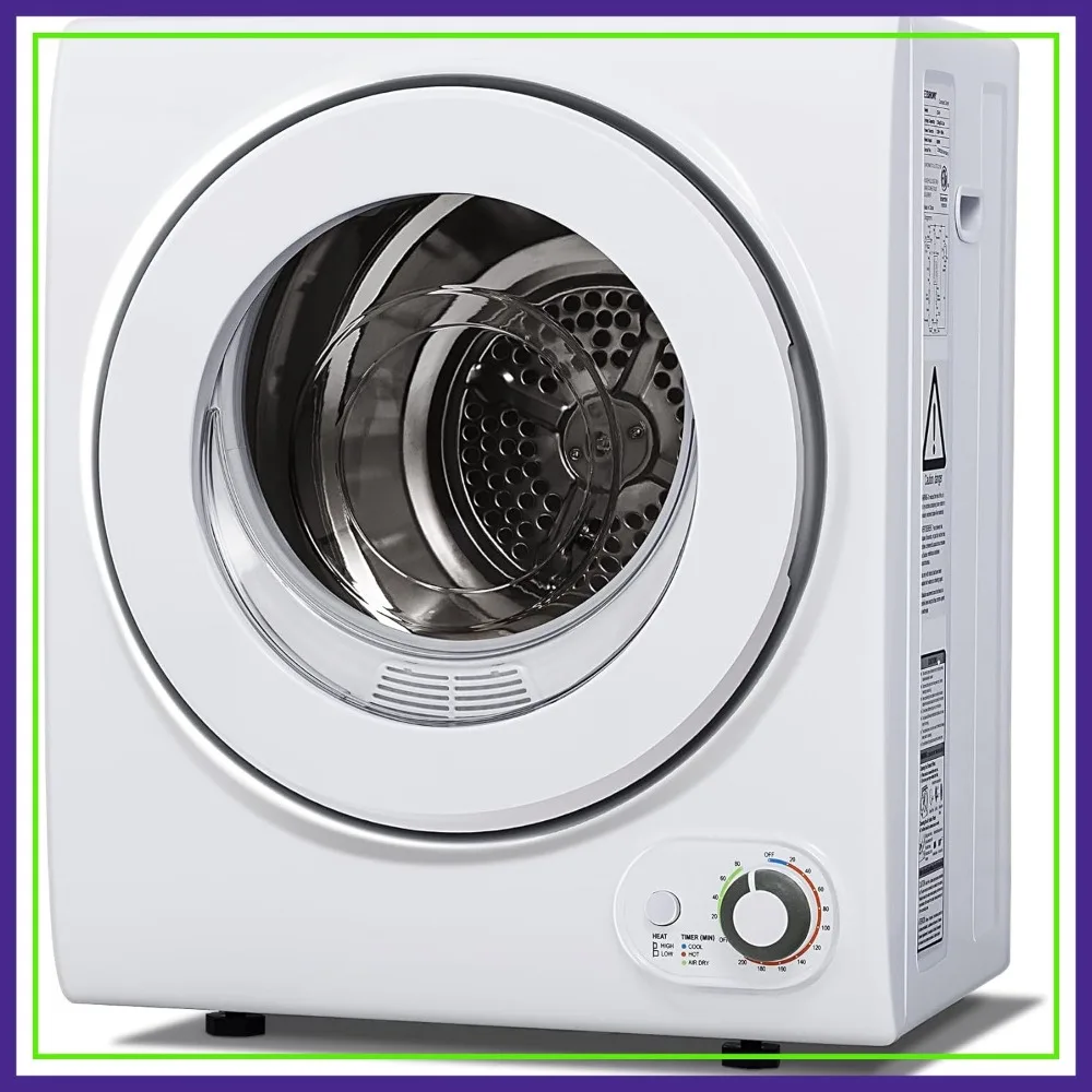 

Portable Clothes Dryer 1.5 cu. ft., 850W with Stainless Steel Drum and Exhaust Hose for Apartments, RVs, Dorms