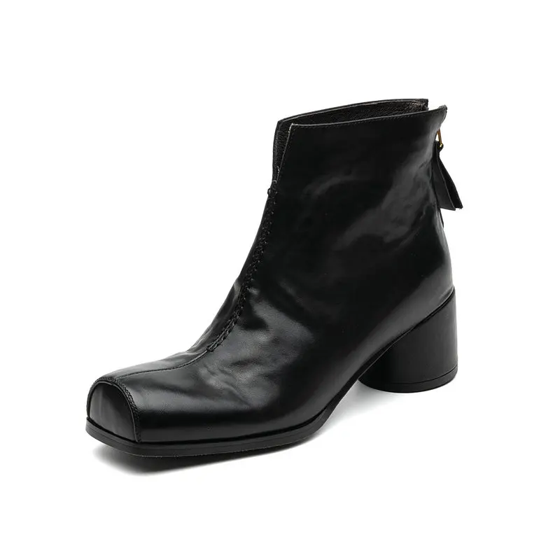 

2025 New Ballet Fashion Boots Women 100% Genuine Leather Autumn Thick-soled Shoes Sexy Party Flat Boots