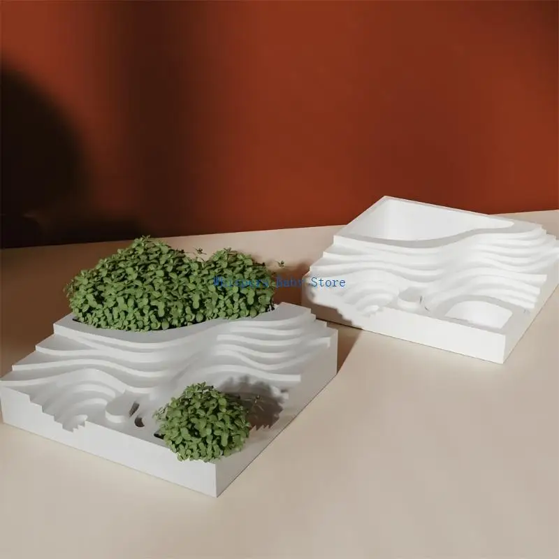 U90E Modern Terraced Planter Silicone Mold Display Soap Making Tool Flexible Reusable Planter Mold