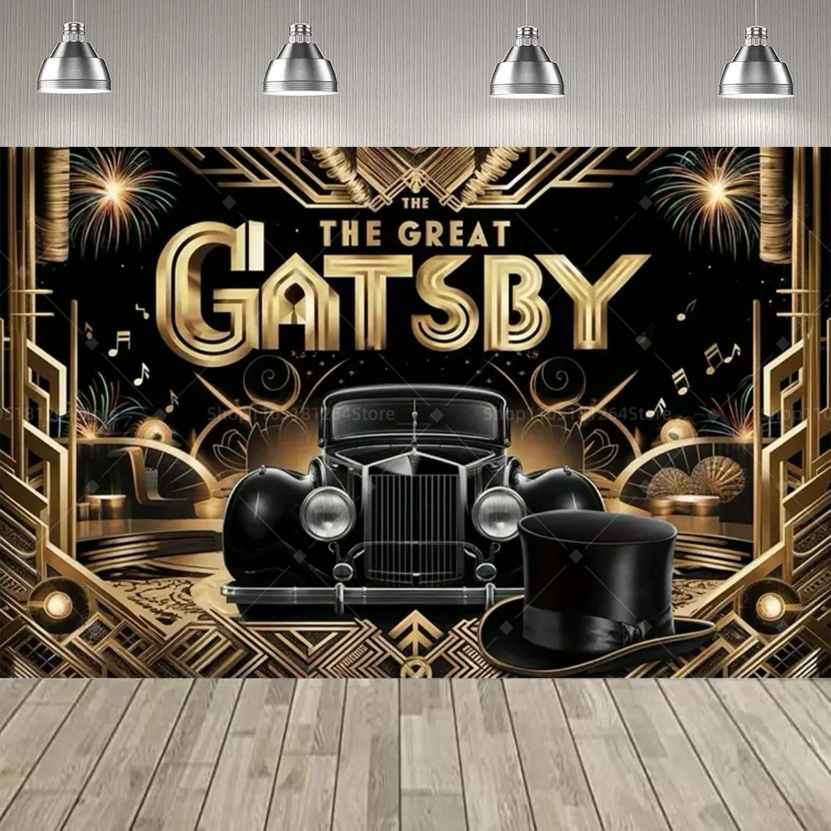 The Great Gatsby-Thema, Party-Dekoration, Hintergrund, 1920er Jazz-Alter, Retro-Schwarz-Gold, Party-Dekoration, Banner, Partyzubehör – Detail 6