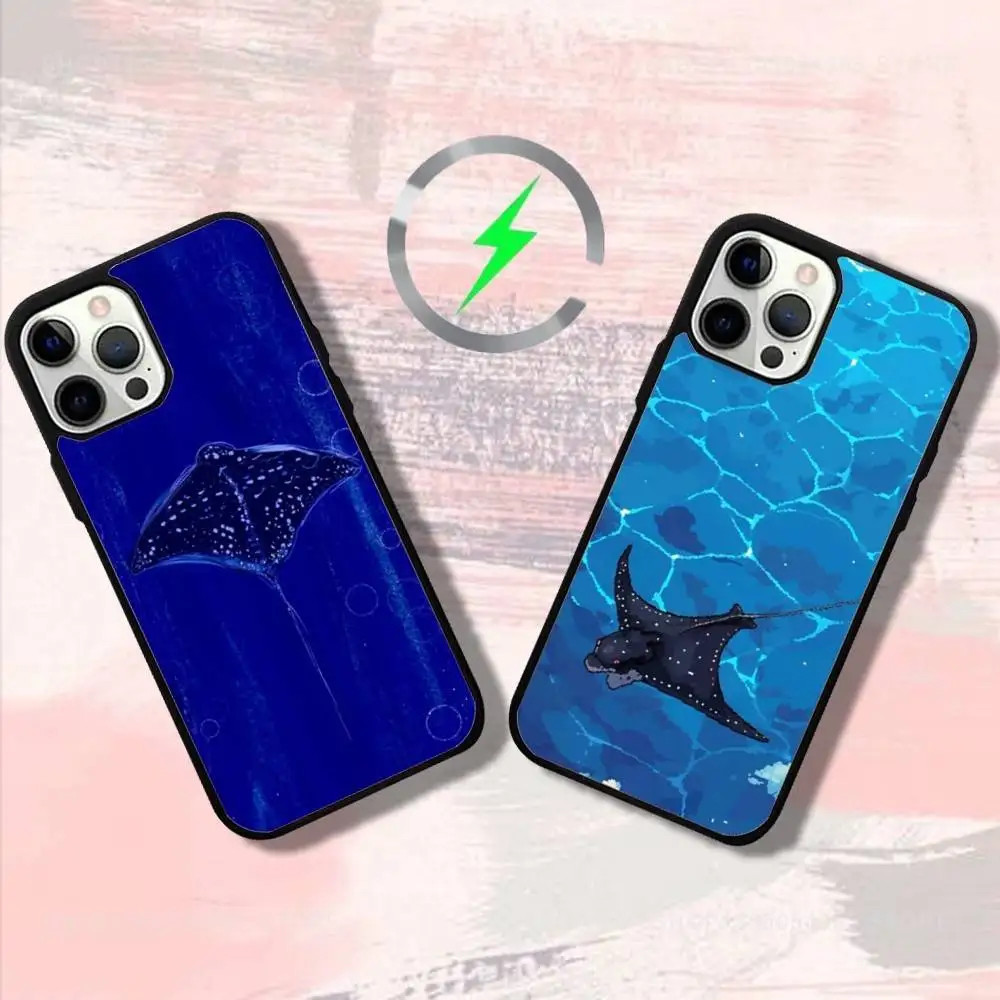 

Ocean Sea Manta Ray Phone Case For iPhone 17,16,15,14,13,12,11,Pro,Max,Plus,Mini,SE4,E Magnetic Magsafe Wireless Charging