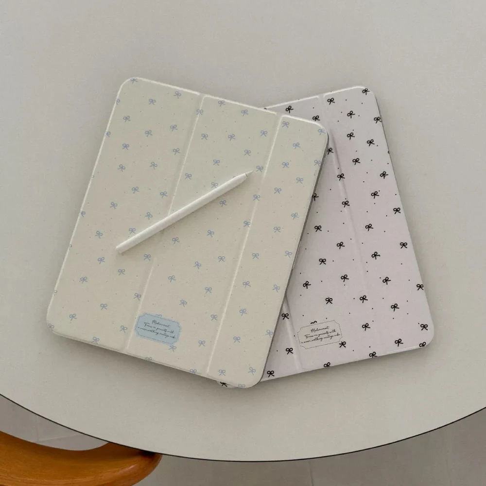 Ins Girl Heart Korean Minimalist Polka Dot Bow  For iPad Cas
