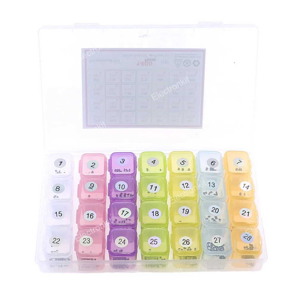 1400pcs 28Value SOD-323 SMD Zener Diode Assorted Kit 2V2.7V 3.3V 3.9V 4.3V 5.1V 6.8V 7.5V 9.1V 12V 15V 18V 22V 24V 27V39V