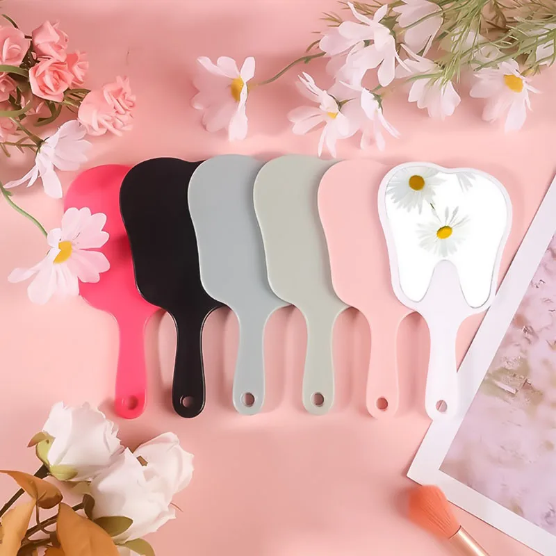 新しいハンドミラー 携帯用化粧鏡 かわいい化粧歯型ハンドミラー ギフト HUAZJ10