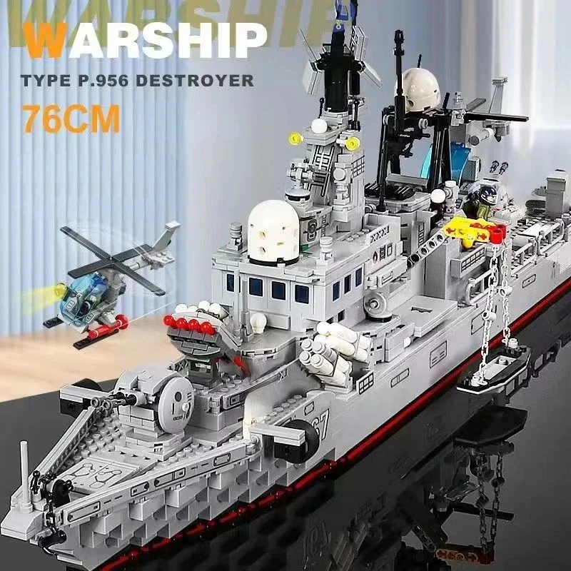 Military WW2 956 Model Warships Building Blocks MOC Battleship Bricks Kit Educational Toys for Children Gift