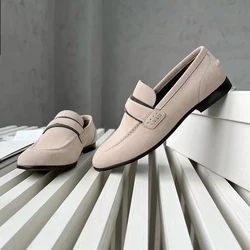 ALIAS MAE high-quality genuine leather handmade shallow mouth straight strap women's casual and comfortable flat sole shoes